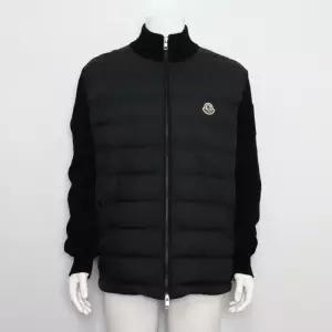 몽클레어 9B00020 블랙 TRICOT 트리콧 로고패치 자수 집업 남성 니트 가디건 패딩 자켓aa63505