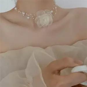 여성 진주 초커 꽃 진주 목걸이 레이어드 장미 데일리 파티 액세서리 악세사리 레이스