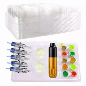 25PCS 타투 카트리지 트레이 플라스틱 컵 홀더 작업용 스탠드 바늘 잉크 청소
