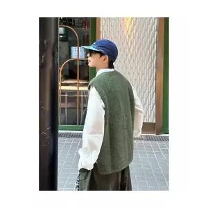 엘럽 남자 브이넥 니트 봄가을 빈티지 조끼 융 레이어드 풀오버 따뜻한 민소매 나시 원템3
