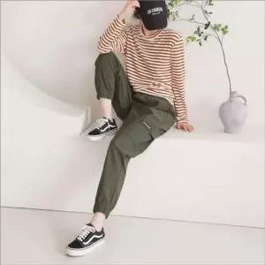 [라일리여성의류] Rly 밴딩바지 카고바지 포켓 여자 컬러 조거팬츠 허리