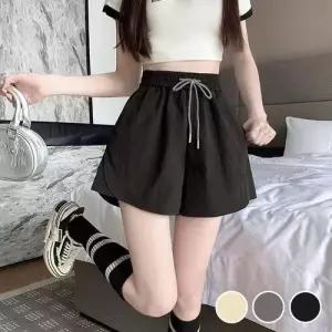 여름철 시원한 소재 와이드핏 A라인 예쁜 자수 밴딩 여름 반바지 WFOGRQK