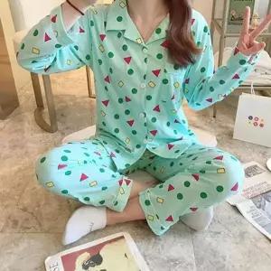 [하프클럽/]프린팅 여성 잠옷 3컬러 캐주얼 잠옷 상하의 귀여운 가을