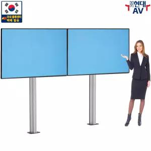 현대AV HD-6252MB 대형 듀얼 TV 스탠드(앙카 고정식/기둥 높이 1800mm), 기본 65인치(2대) 지원, 기둥 길이 교체(2400mm) 및 TV 추가 및 크기 확대(75/86인치) 장착 지원, 렌탈 대여 상담, 한글 설치 안내서 제공
