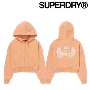 슈퍼드라이 W 워시드 크롭 후드 집업SDFMZAP40