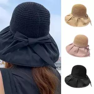 /오엠티 자외선차단 벙거지모자 여성 여름 버킷햇 밀짚