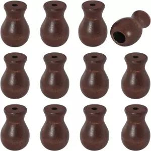 ZZLZX 12PCS 창문 코드 태슬 우드 펜던트 커튼 공예 나무 걸이 볼 풀 핸들 브라운 로마 블라인드 노브