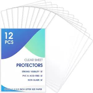 메뉴 사진 문서 포스터 출생 증명서용 하드 PVC 인쇄 용지 홀더 상단 로더 시트 커버 12개 8.5 x 11개