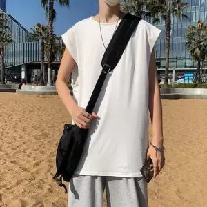 남성 데일리 레이어드 라운드넥 베이직 오버핏 민소매