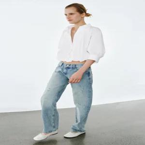 ZARA 자라 ZW 컬렉션 벌룬 슬리브 셔츠 - 화이트 4437 006 250 3952140