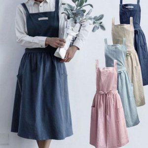 원피스형 앞치마 면 앞치마 데일리 북유럽풍 여성 카페 작업복