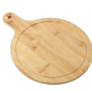 대나무 피자 접시 손잡이 우드 접시 원형 서빙 나무 플레이트 서빙보드 트레이 원목 도마 캠핑 키친 보드