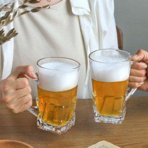맥주 유리 컵 유리 맥주 컵 레트로 생맥주 580ml 홈카페 투명 선물용 머그컵
