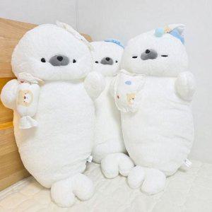 동물 바디 필로우 물범 바디 필로우 아이인형 하프 베개 쿠션 애착인형 푹신한 어린이 귀여운 신생아 아기
