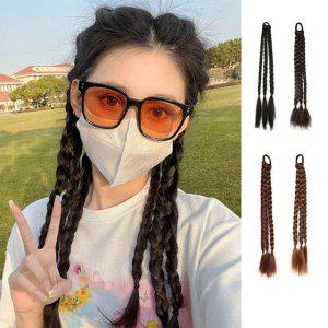 블랙 레게머리 헤어 블레이즈 땋은머리피스 세트 2개입 부분가발 여자가발 묶음