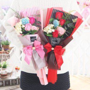 핑크 비누꽃다발 선물 여자친구생일편지 프로포즈선물 기념일 부케 꽃풍선