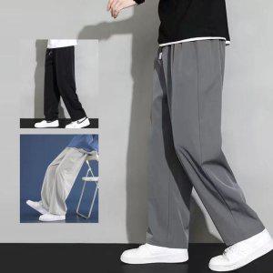 남성 와이드 팬츠 얇은 여름 바지 실키 일자핏 통바지