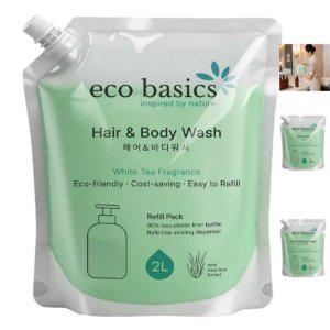 에코베이직스 호텔 어메니티 모음 2000ml 대용량 샴푸 헤어 바디워시 핸드 바디워시 업소용 모텔 편션