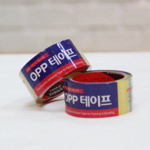 OPP테이프 48x40mm 50개입 1박스 투명 미색 2종 택1