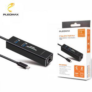 PLEOMAX USB 3.0 2포트 올인원 멀티포트 허브 카드리더기 (PM-AH1000)