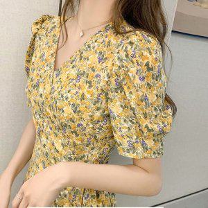 어깨셔링 반팔 랩 미니 원피스