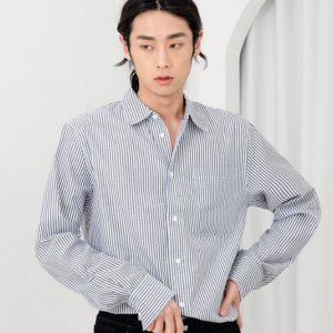 남자잔스트라이프면남방DJJ574