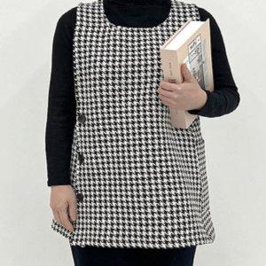 옷같은 하운드체크 버튼 앞치마 조끼 카페 홈웨어 (반품불가)