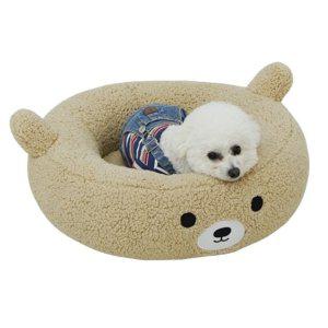 강아지 곰돌이 원형 방석 대형 브라운 1P 고양이 쿠션