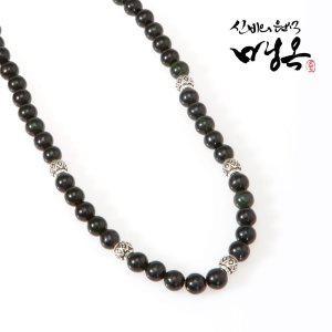 천연 원석목걸이 흑녹옥 은볼 건강목걸이 12mm