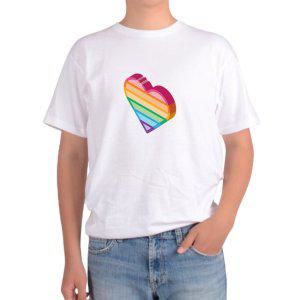 오버핏 반팔티 하트 무지개 레인보우 디자인의류