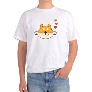 반팔 라운드티 시바이누 강아지 러브 하트