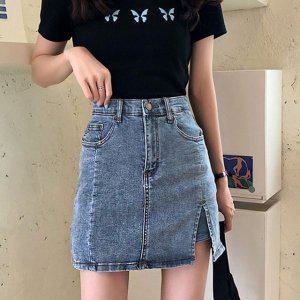 여름치마 여성 미니 치마 스커트 데님 바지 트임 청 패션