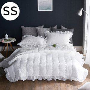 해피니 프릴 아사 여름 간절기 이불 베개커버세트 슈퍼싱글 SS (화이트) (베개솜 별매)