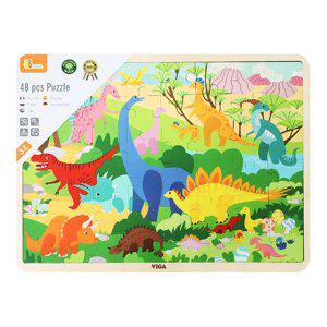 비가 원목퍼즐 48pcs 공룡세계 퍼즐 (V44584)