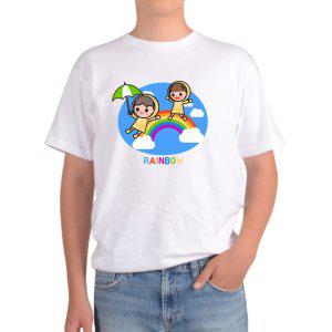길단 아시아핏 반팔티 무지개 우산 RAINBOW 우비소녀 무지개다리그림 다양한색상 전사이즈