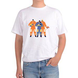 길단 아시아핏 반팔티 소방관 동료 FIREMAN 소방복 방화복 빨간차그림 다양한색상 전사이즈