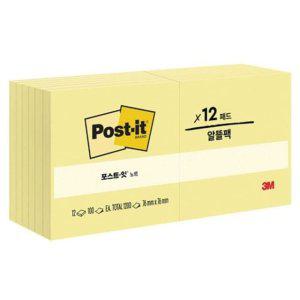 부착형 떡메모지 76mm 정사각형 12매 점착 노트 세트
