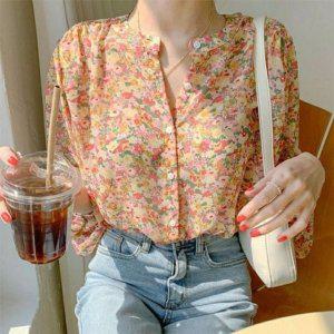 은창)클래식 플로럴 드레스셔츠 캐주얼셔츠 남방봄철 프리미엄 F/W F/W 셔츠 롱티 자켓 아우터 블루종 여성