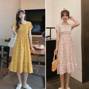 하절기 샤랄라 데일리 허리주름 스모크밴딩 원피스룩플라워치마