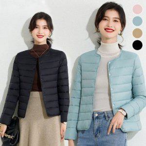 레이디스온기있는 라이트웨이트 브이 라운드넥 웜소재 경량패딩 변형가능 점퍼 이지