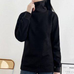 여성용여성용 롱티 이지 상티 하이넥티 하프넥 동절기 플리스 스탠다드 미니멀 일상 이지웨어 속옷 솔리드