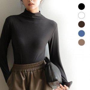 스판덱스 유연성 훌륭한 여성용 클린 스탠다드 솔리드미니멀 하이넥 티탑 라운드티 레이스소재 탱크탑 형광