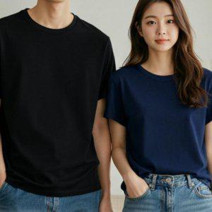 시즌 여자 젠틀맨코튼패브릭 숏티 상티 코튼탑 가벼운 티셔츠 맨즈 하절기 무문양 베이직 여성 솔리드
