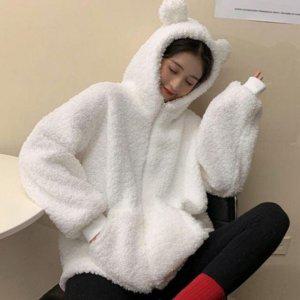 보아 플리스 후드티 올데이양털 점퍼 후드집업 와이드핏 양털
