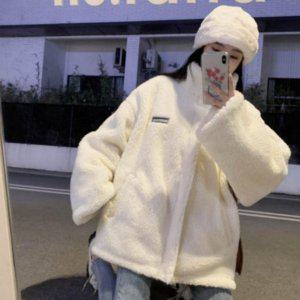 헤비양털 집업아우터 겨울철 윈터 따뜻한점퍼 트렌디 플리스 밝은색 지퍼후드 점퍼