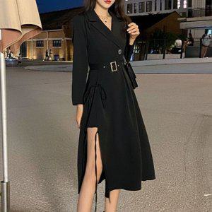 테일러드베스트 벨트 미니멀모던 걸스 상의자켓 원피스룩