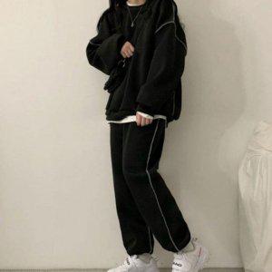 데일리우먼 추절기 투톤 포커스 널널한 스타일핏 추리닝 베이직 2피스 트레이닝팬츠 트라우저 일자바지 남