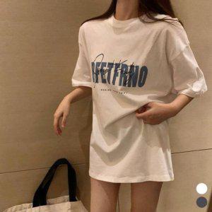 레터링 그래픽프린트 루즈핏 반소매 탑 쿨시즌 로고프린트데일리룩 반소매티 롱티