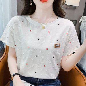 별모양 입체 텍스트 루즈실루엣 하프티 상티 여성용 라운드U 라운드칼라 시즌 하프티 언더레이어 쿨시즌 베