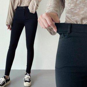 여성용 팬츠 슬림핏 룩 기모안감 라이닝 스키니 블랙컬러 슬랙스 캐주얼 스포츠웨어 스포츠웨어여성용 추리